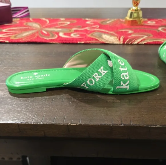 Kate Spade Vibrant Green Slide Sandals - Picture 3 of 4